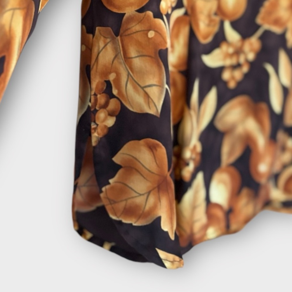 Vintage Dana B. and Karen Brown Gold Autumn Leaves Silk Blouse Women’s Size 6 - Picture 5 of 8